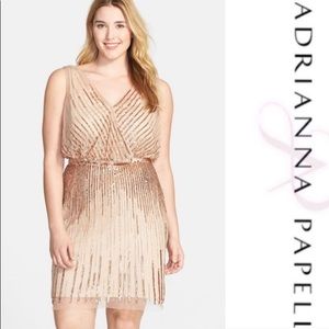 14W-24W Adrianna Papell Woman Size beaded dress, Wedding, Night Out, Dade Night,